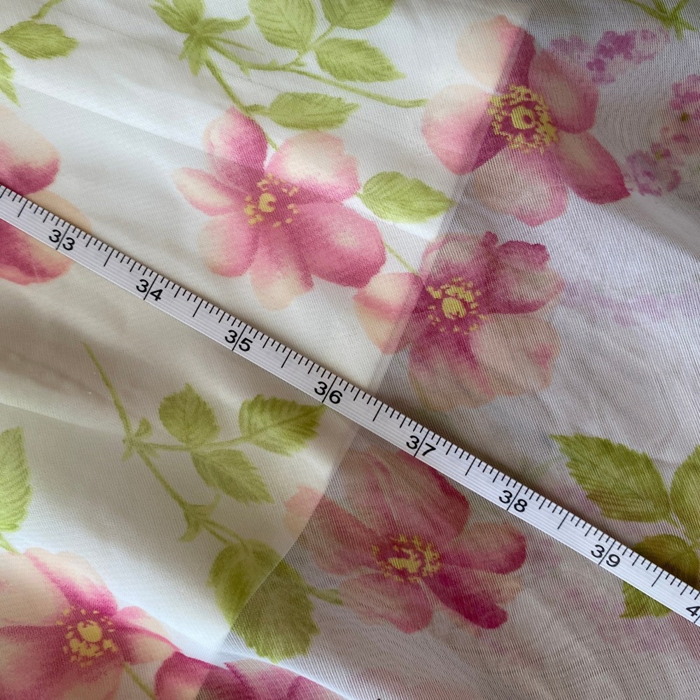 Vintage 90s My Michelle White Pink Floral Midi Dress Sheer Hem Coquette Y2K - Picture 11 of 12